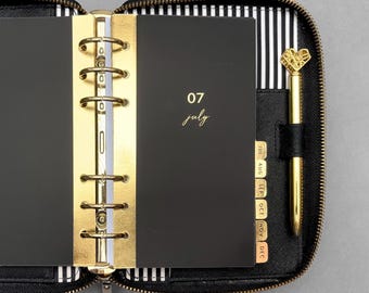 Monthly Tabbed Dividers: Black Personal Size Dividers - Reduced Price Oops