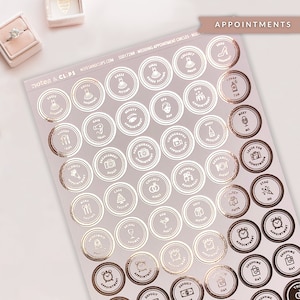 Foiled Appointment Stickers Wedding Planning Stickers Single Sheet