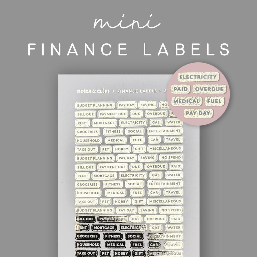 Foiled Finance Planner Stickers - Mini Finance Labels - Etsy