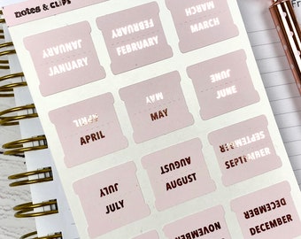 Blush Foiled Medium Tab Stickers