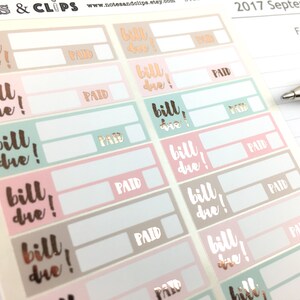 Bill Stickers, Functional Planner Stickers, Beautiful Planning, Rose Gold Foil, 1 Sheet of 20 stickers image 4