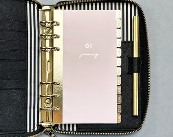 Foiled Planner Dividers: Blush Pink Personal Size Tabs