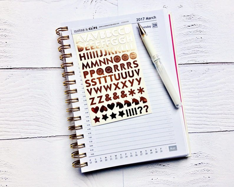 Rose Gold Alphabet Stickers: Planner Decorations, Foil Letter Stickers image 4