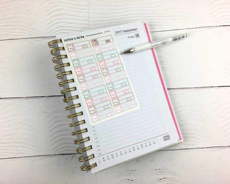 Bill Stickers, Functional Planner Stickers, Beautiful Planning, Rose Gold Foil, 1 Sheet of 20 stickers image 3