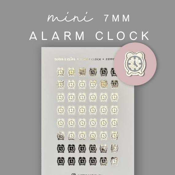 Gold Foil Reminder Stickers: Planner Alarm Clock Icons