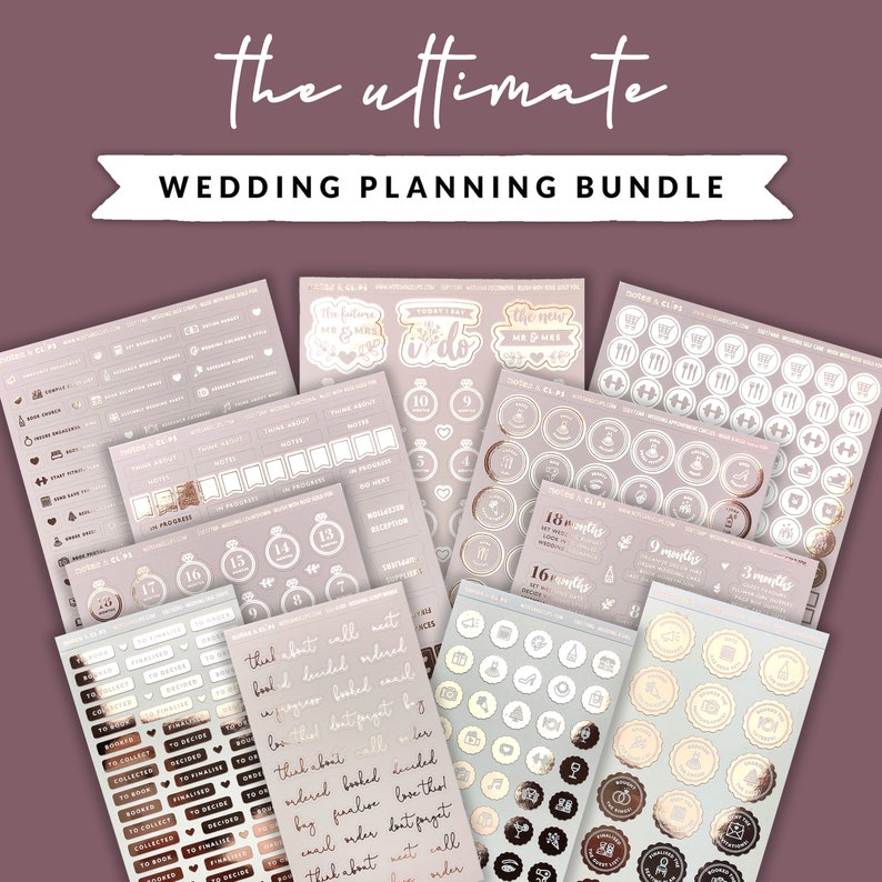 Foiled Appointment Stickers Wedding Planning Stickers Ultimate Bundle