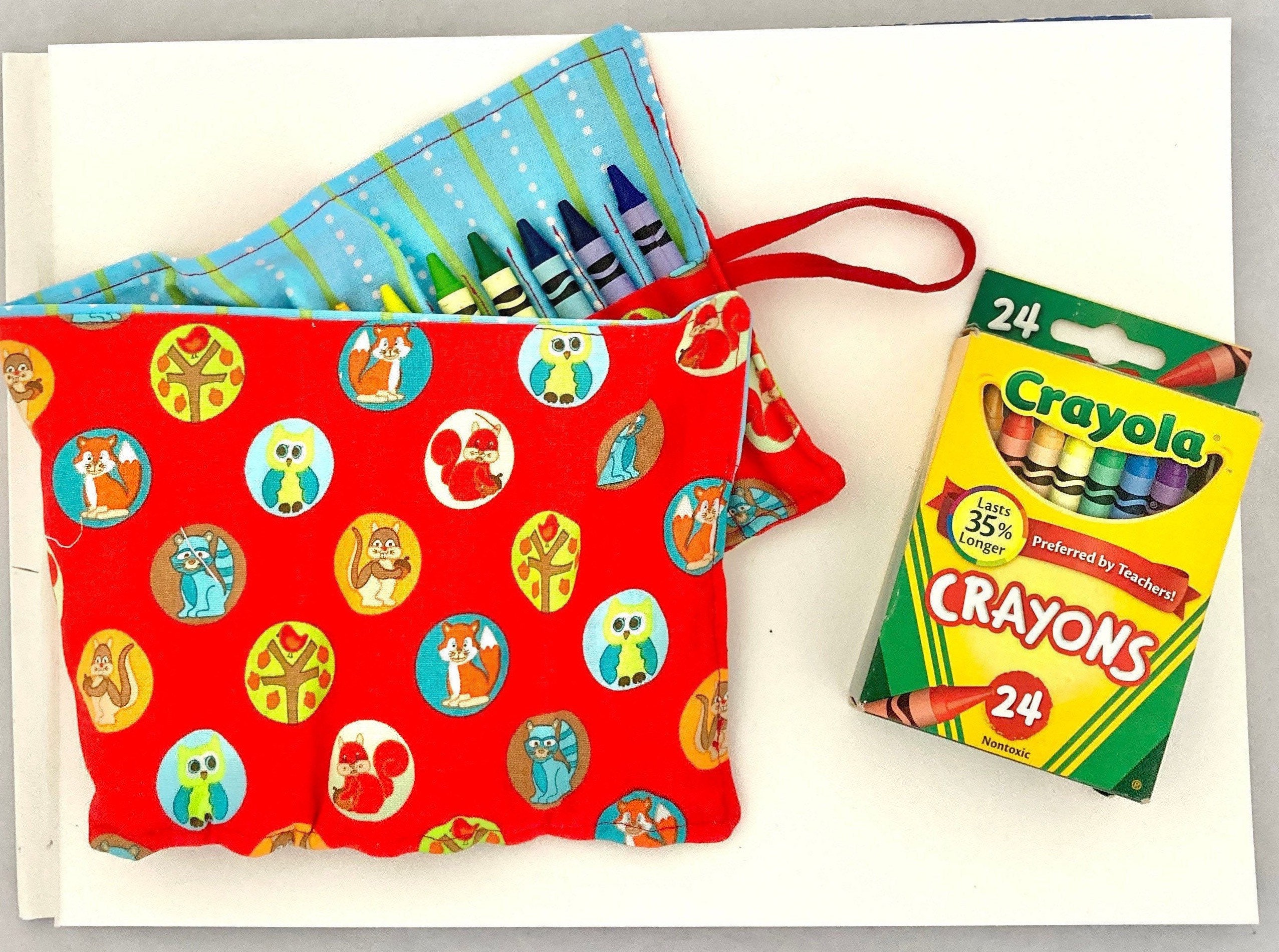 Crayon holder fabric crayon holder crayon roll up crayon Etsy