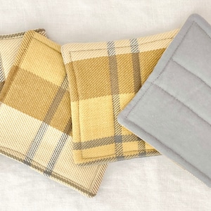 Quilted mug rug, fabric coasters, quilted coaster set, quilted coasters, fabric coaster set, mug rug set, gift for mom, plaid mug rug
