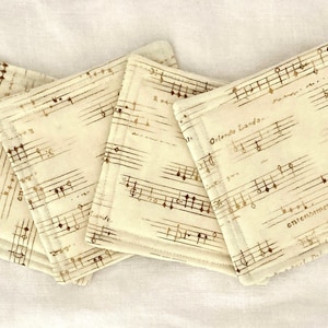 Quilted mug rug, fabric coasters, quilted coaster set, housewarming gift, fabric coaster set, mug rug set, hostess gift, music mug rug