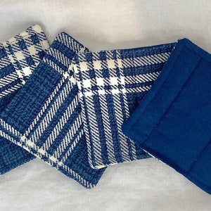 Quilted mug rug, fabric coasters, quilted coaster set, quilted coasters, fabric coaster set, mug rug set, hostess gift, navy mug rug