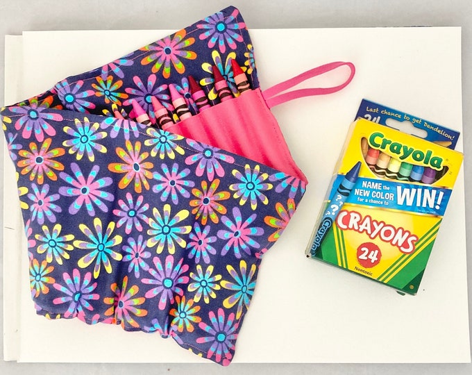 Crayon Holder Fabric Crayon Holder Crayon Roll Up Crayon Etsy