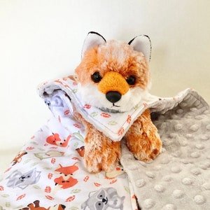 Fox lovey,security blanket,woodland lovey,stuffed animal lovey,large baby lovey,stuffed fox lovey,fox baby blanket,fox baby gift,fox lovie
