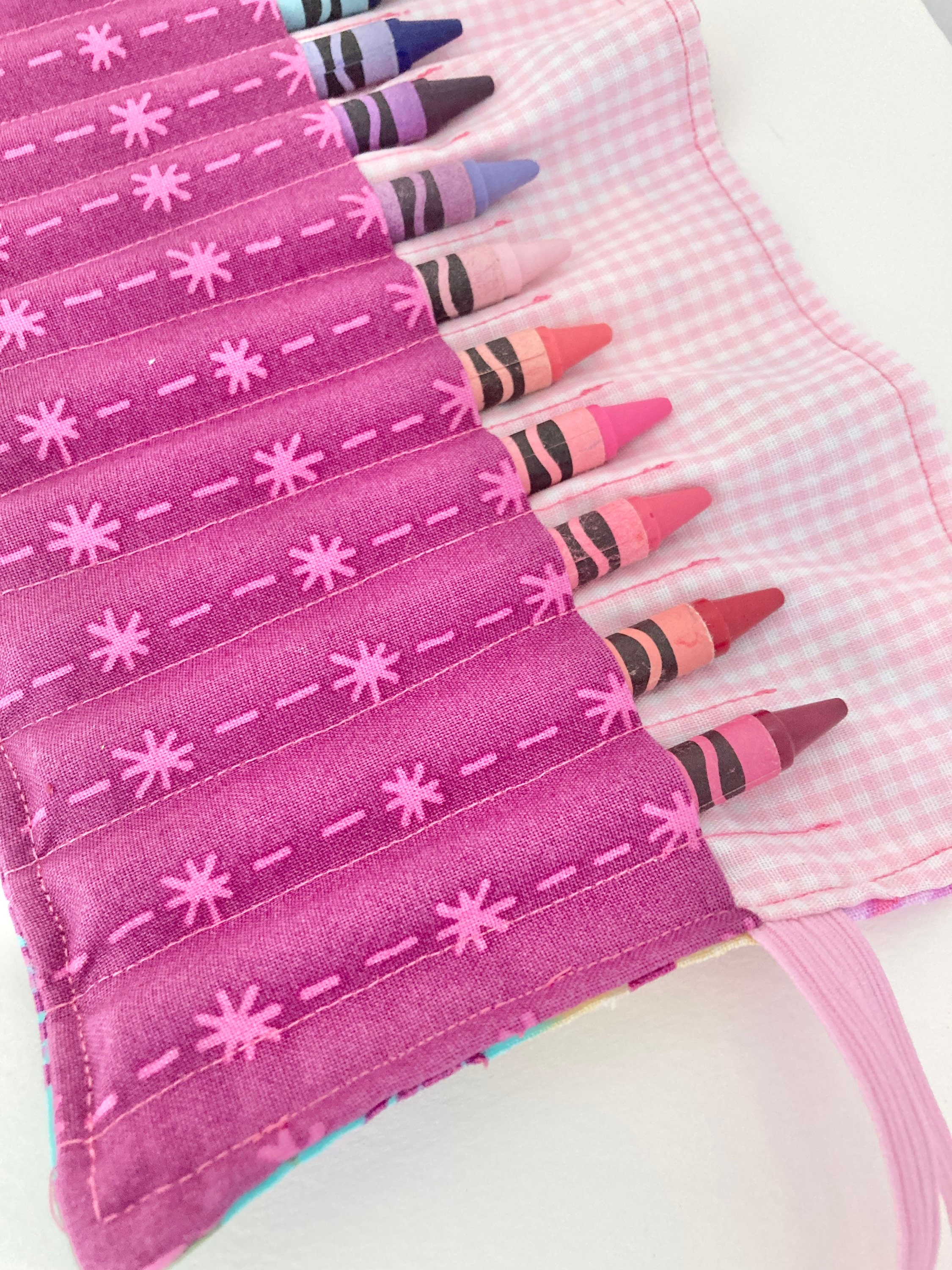 Crayon roll up fabric crayon holder girl crayon roll roll Etsy