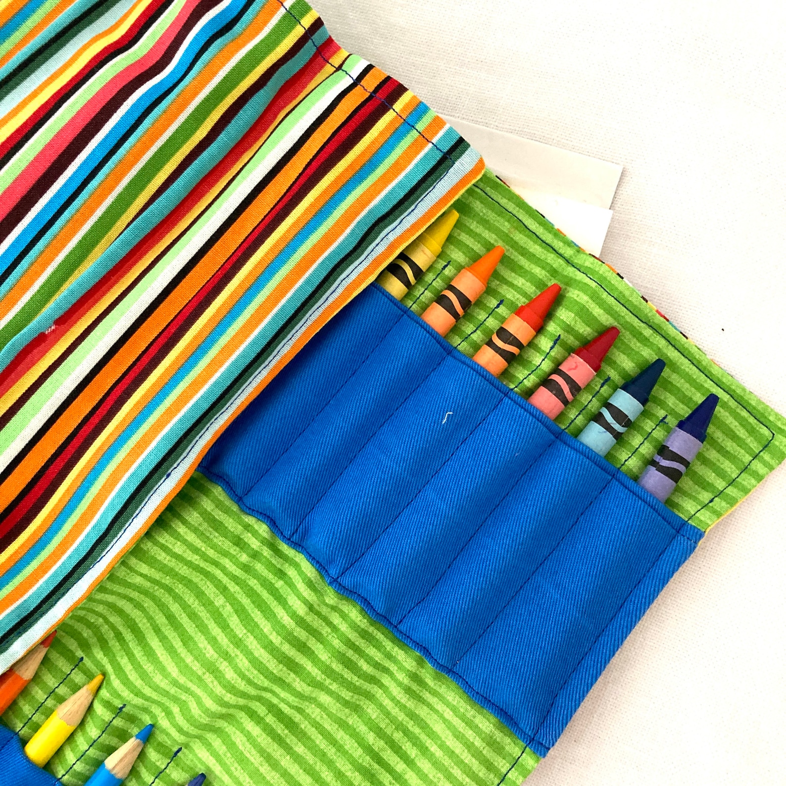 Colored pencil roll combination crayon and pencil roll Etsy