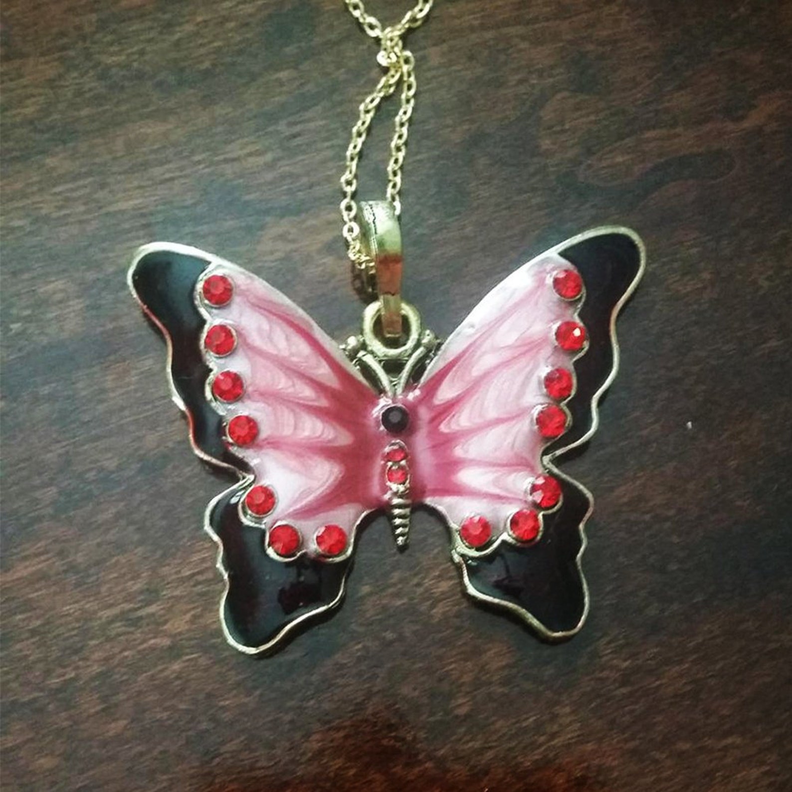 Red Butterfly Pendant Necklace Butterfly Charm Necklace Cute Etsy