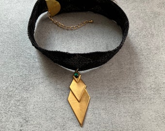 Art Deco Choker, Brass DecoDence Collection