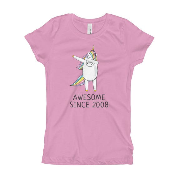 Kids Youth Dab Unicorn Rainbow Customized O-Neck T-Shirt Tee for Girls Black