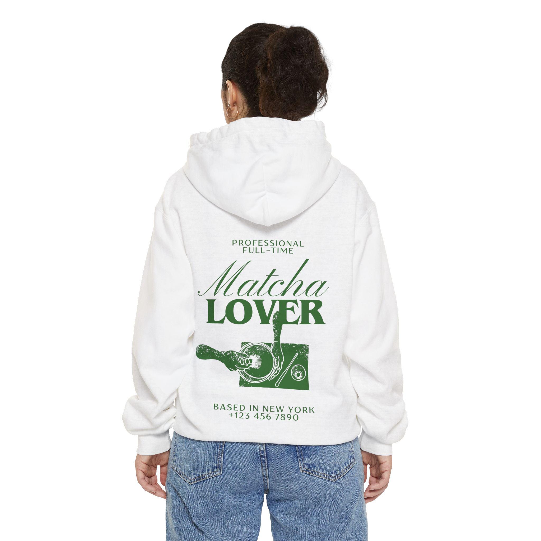 Professionelles Matcha-Liebhaber-Hoodie: Matcha-Sweatshirt für Tee- & Kaffeeliebhaber, NYC-inspirierte Streetwear, ästhetisches Unisex-Kapuzenshirt, gemütliches Geschenk