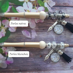 Stylo perlé doré Maitresse en Or, cadeau fin d'année scolaire, maître atsem avs aesh en or