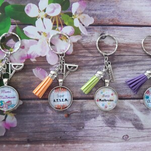 New Teacher Keychain, ATSEM Keychain, End of Year Gift, Teacher Charm Keychain, Teacher Gift for ATSEM AVS AESH