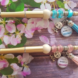 Stylo perlé doré demande originale parrain marraine, veux tu être mon parrain, cadeau parrain, cadeau marraine