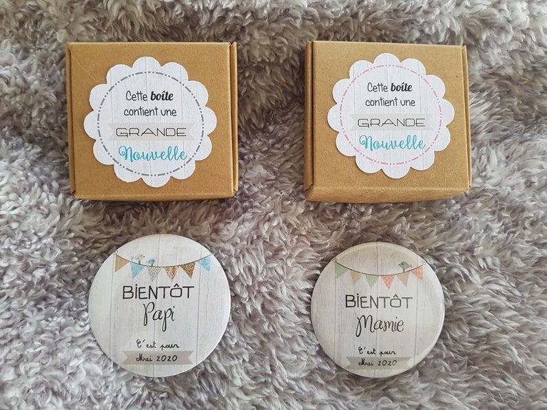 birds theme Personalized Month of Birth pregnancy announcement soon Grandma Duo magnet magnets Soon Grandpa Pregnancy Gift Announcement