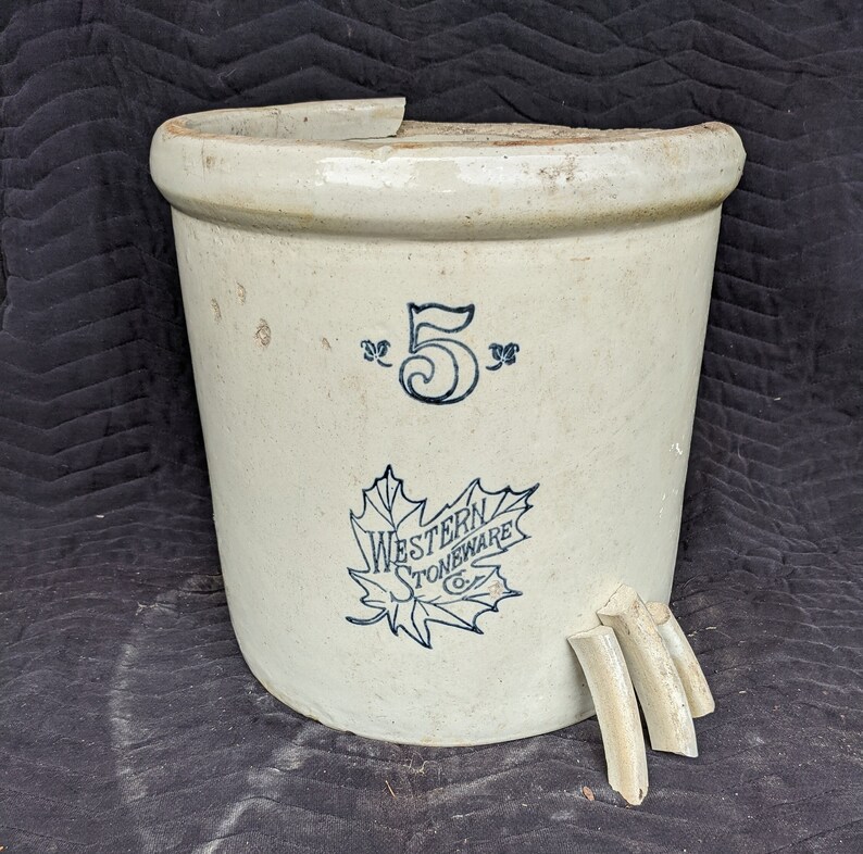 Vintage Number 5 Western Stoneware Crock Etsy