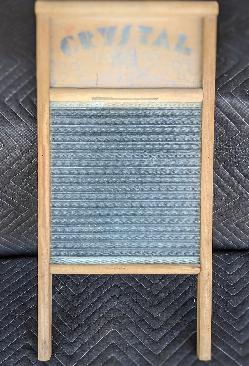 Vintage crystal Wood and Glass Washboard Etsy