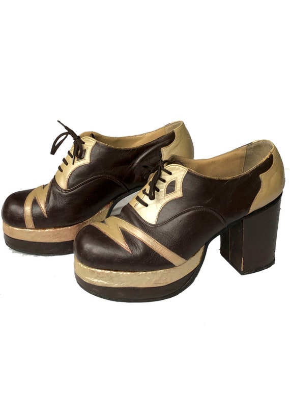 1970s vintage mens glam rock disco platform shoes