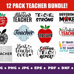 Leraar SVG Bundel, Onderwijzer Kunst, Cadeau voor leraar, Onderwijs, Clipart, Cricut Art, Silhouet Kunst, Commercieel gebruik, Cadeau voor directeur