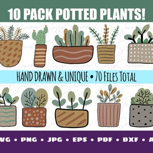 Imágenes Prediseñadas De Plantas En Maceta, Imágenes Prediseñadas De Verrea, Plantas Dibujadas A Mano, Suculentas, Invitaciones, Pegatinas, Scrapbooking De Plantas, Arte Vegetal, Arte De Jardín