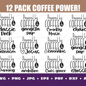 Powered by Coffee Bundle - Funny Coffee Bundle - svg - dxf - eps - png - Silhouette - Cricut - Digital File - Clipart