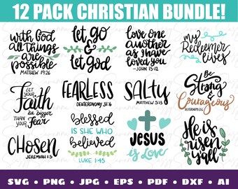 Christian SVG Files, Religious Quote, Bible Verse Art, Digital Download, Clipart, Cricut Art, Silhouette Art, Commercial Use, Stickers