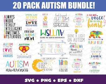 Pakiet SVG Autism | Autism SVG | Autism Awareness PNG | Autism Love SVG | Autism Mom | Proud Autism Pack | Pliki do cięcia | Cricut | Sylwetka