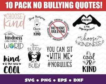 No Bullying Clipart Bundle – Kindness (svg, png, eps, dxf) Digital Download