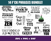 Fuck Words Bundle, Fuck Phrases SVG, Sassy, Funny Clipart, Fucking, Fuck it, Effing Art, Cut Files, PNG swear bundle, rude svg