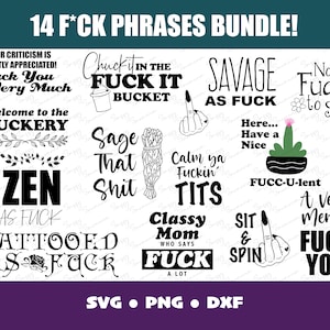 Fuck Words Bundle, Fuck Phrases SVG, Sassy, Funny Clipart, Fucking, Fuck it, Effing Art, Cut Files, PNG swear bundle, rude svg