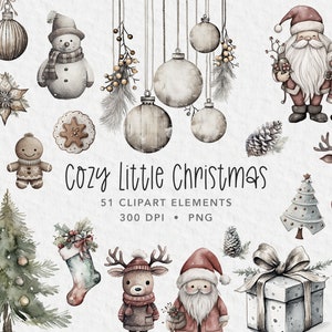 Weihnachten Clipart, gemütliche Weihnachten, neutrale Farbe Weihnachten, Urlaub Clipart, Weihnachtsbaum, Ornamente Clipart, Aquarell Weihnachtskranz