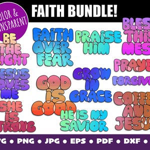 FOI Bundle, Chrétien, Prière, Jésus SVG, Art religieux, Lettres de bande dessinée, Citation biblique, Écriture, La foi sur la peur, Dieu est bon, Loué Dieu
