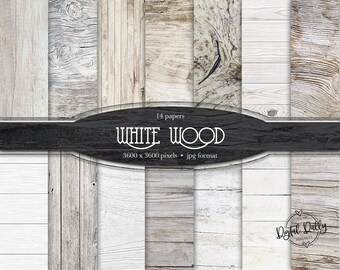 White Wood background digital papers, White wooden texture bundle, Rustic wood digital background, Distressed wood white paper, Light Wood