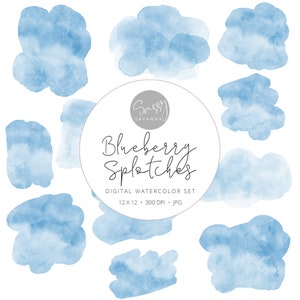 Digitale Aquarel Set, Aquarel Papier, Aquarel Achtergrond, Blauwe Clipart, Vlekken, Zachte Aquarellen, Baby Boy's Room, Baby Shower