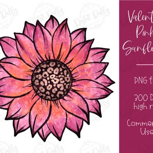 Valentine's Day Pink Sunflower Png Sublimation Design, Pink Sunflower Png, Sunflower PNG, Valentine PNG, Valentine Sunflower PNG Downloads