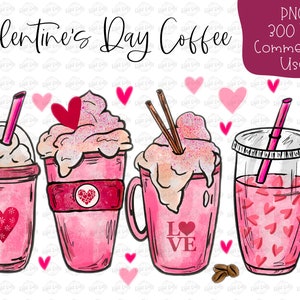 Valentine coffee lover PNG - Iced latte, coffee flight digital download, Sublimation art, hand drawn Printable t-shirt for Commercial Use