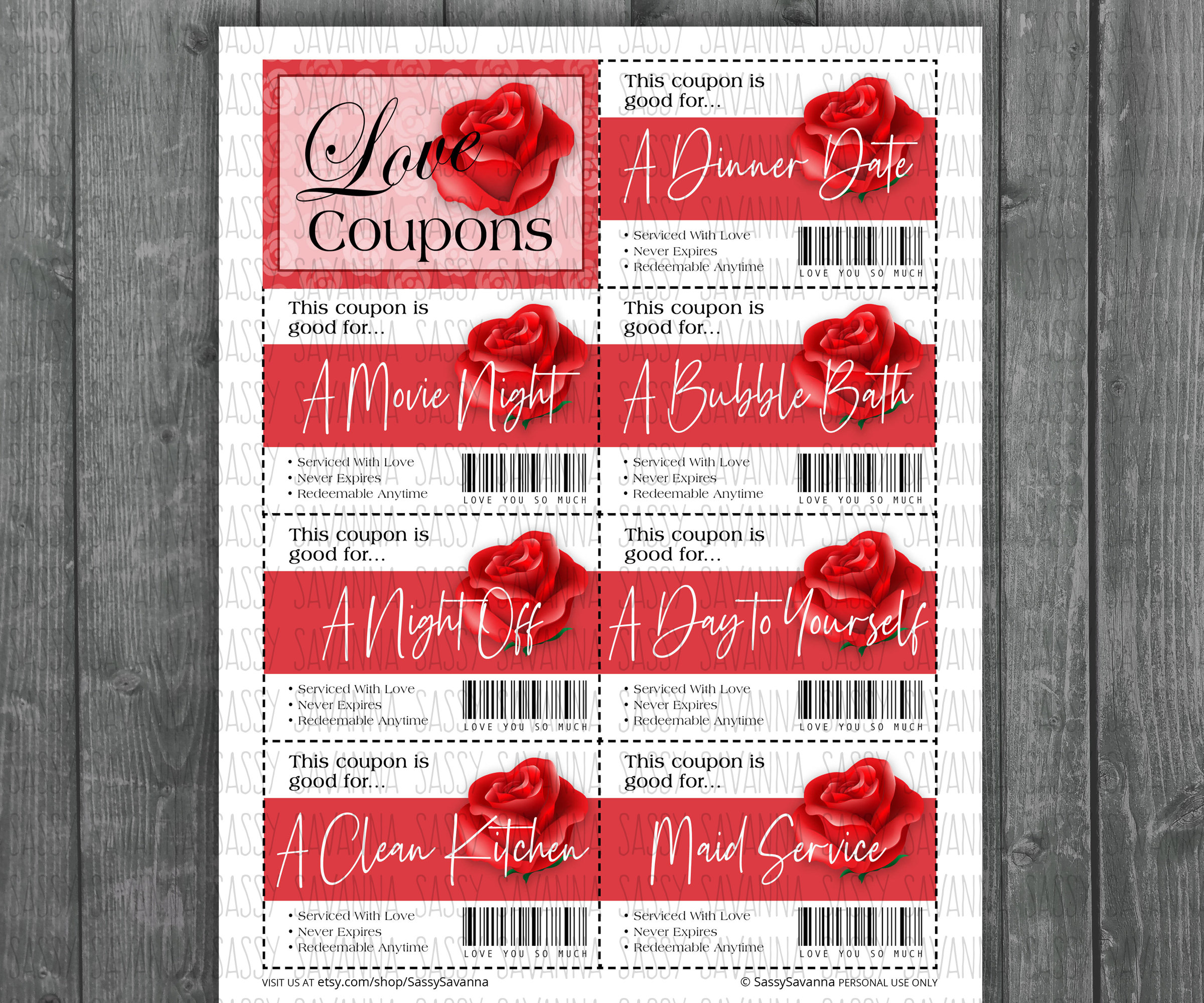 Love Coupons for HER Gift for Wife Gift for Girlfriend Etsy México