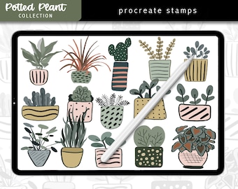 Paquete de sellos de suculentas para Procreate - 15 plantas en maceta (descarga digital)