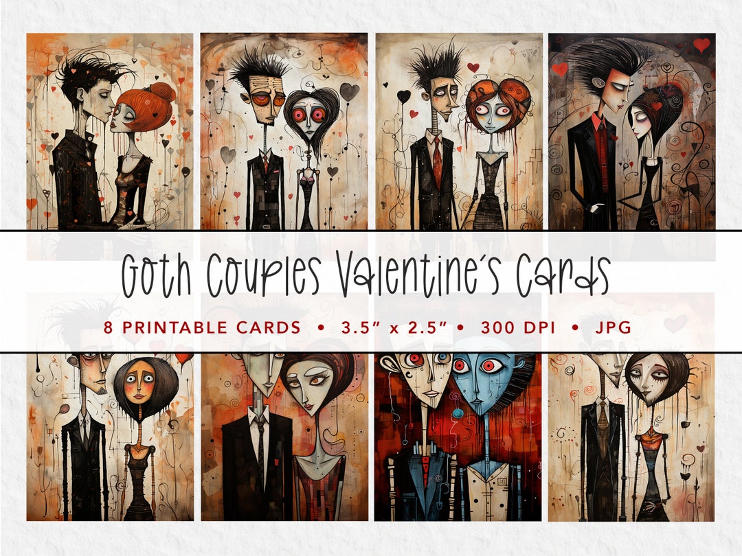 Printable Valentine Cards, Valentine's Day, Goth