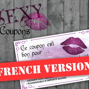 Sex Coupons for COUPLES, French Language, francais, La Saint-Valentin, Valentines Day Gift, Naughty Coupons, Sexy, Anniversary, Lover
