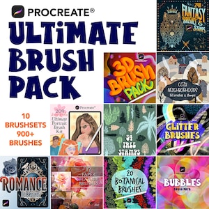 Procreate PROFESSIONAL BUNDLE - Over 900 hand-made Brushes & Stamps for creating high-quality artwork