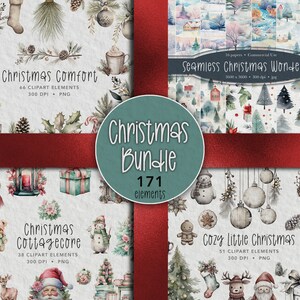 Pacchetto clipart natalizio, clipart natalizio, PNG natalizio, pacchetto per creare artigianato a tema natalizio, scrapbooking, stravagante arte natalizia