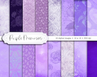 Purple Shabby Chic Digital Paper Pack, Lilac Textures (Digital Download)